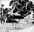 スタジオの古い中国のインクの斉白石の木